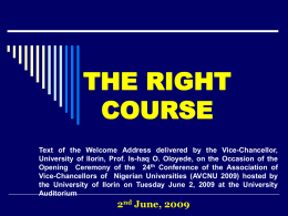 The Right Course