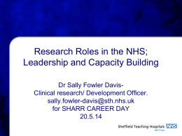 Research Roles in the NHS