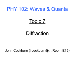 Topic 7 - Diffraction I