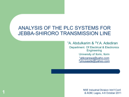 ANALYSIS OF THE PLC SYSTEMS FOR JEBBA-SHIRORO TRANSMISSION.ppt