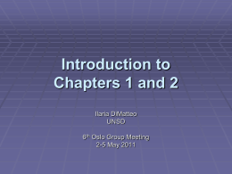 Introduction to Chapters 1 and 2, UNSD