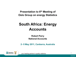 South Africa: Energy Accounts, Statistics South Africa