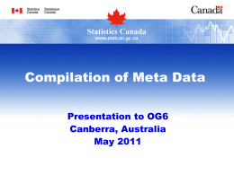 Compilation of Metadata, Statistics Canada