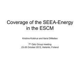 Coverage of the SEEA-Energy in the ESCM, Statistics Norway and UNSD