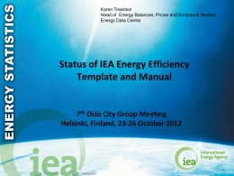 Status of IEA Energy Efficiency Template and Manual, IEA