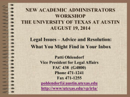 LEGAL ISSUES-ADVICE AND RESOLUTION: WHAT YOU MIGHT FIND IN YOUR INBOX