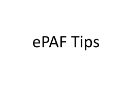 ePAF Tips
