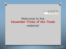 Tricks of the Trade Webinar