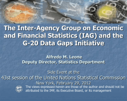 The Inter-Agency Group on Economic and Financial Statistics (IAG) and the G-20 Data Gaps Initiative