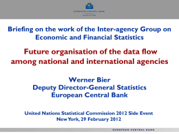 Briefing on the work of the Inter-agency Group on Economic and Financial Statistics, Future organisation of the data flow among national and international agencies