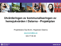 Utvärdering av kommunaliseringen av hemsjukvården i länet - Projektplan (pdf).