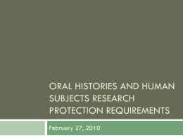 Guidance on Oral Histories