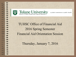 Spring 2016 Financial Aid Orientation
