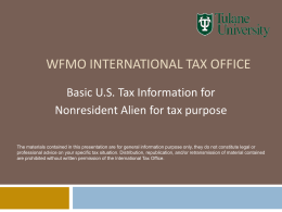 Basic U.S. Tax Information for Foreign Nationals