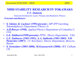 MHD stability research in tokamaks