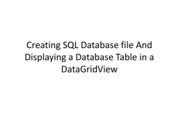 Database Creation