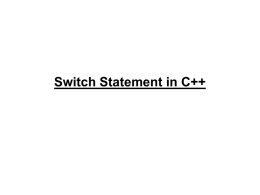 Switch Statement in C++