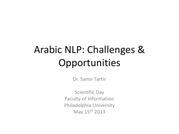 Issues in Arabic NLP