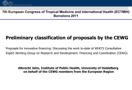Preliminary classification of proposals by the CEWG ppt, 463kb