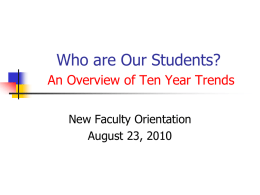 01/10/2011 1:16pm &raquo; Who Are Our Freshmen 2010 Ten Year Trends