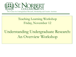 Understanding Undergraduate Research: An Overview Workshop