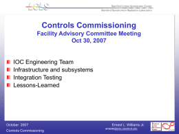 Controls Commissioning Results