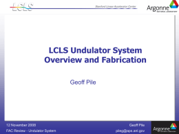 Undulator System Overview Fabrication Schedule (Includes BLM)