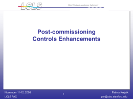 Post-Commissioning Controls Enhancements