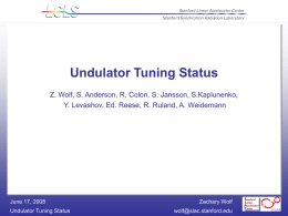 Undulator Tuning and Fiducialization Schedule