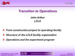 Transition to Operations