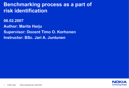 Benchmarking Process as a Part of Risk Identification