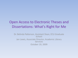 Open Access to ETDs