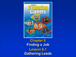 Finding a Job:Gathering Leads PowerPoint
