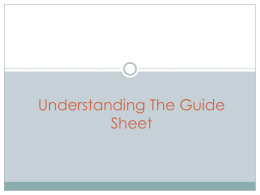 Understanding Guide Sheets