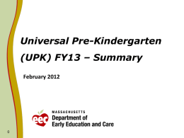 FY13 Universal Prekindergarten (UPK) Grant