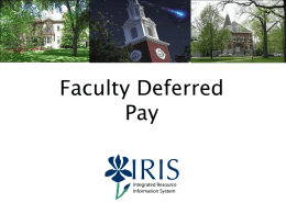 Provost Presentation on Deferred Pay