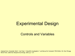 Experimental Design and Variables Notes