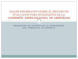 Taller de capacitación para la Comisión Especializada de Arbitraje, Ejercicio 2013-2015