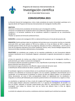 Programa de Estancias Intersemestrales de Investigación Científica de la Universidad Veracruzana
