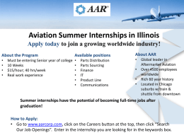 Aviation Summer Internships AAR Corporation Illinois