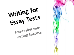 Writing for Essay Tests Powerpoint