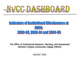 NOVA Dashboard: 2002-2003 through 2004-2005