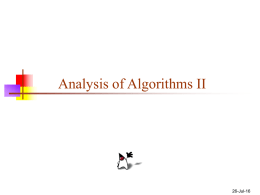 Analysis of Algorithms II