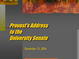 Provost's December 2004 University Senate Address