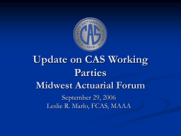 Update on CAS Working Parties