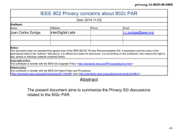 IEEE 802 Privacy ECSG Summary of Concerns,