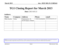 19 13 0054 00 0000 tg1 closing report for march 2013