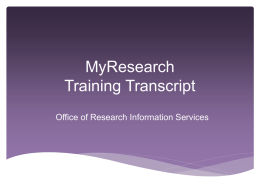 MyResearch Training Transcript Oct 2014 MRAM.pptx