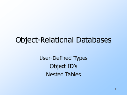 Object-Relational DBMS's
