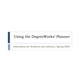 Planner Tutorial for Students and Advisors